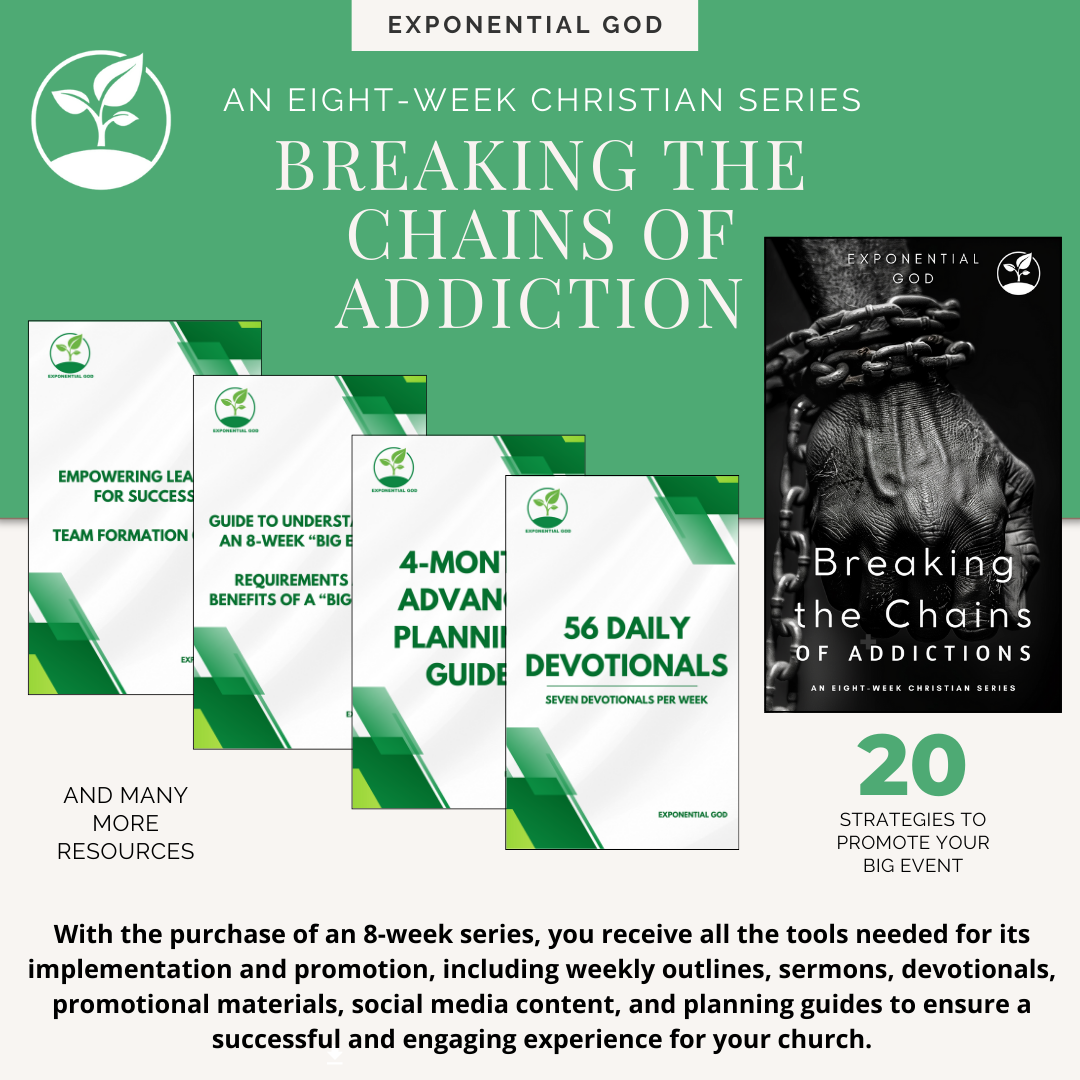 Breaking the Chains of Addiction: Find support and strength with this powerful 8-week Christian series. Each session is crafted to guide you through spiritual growth, emotional healing, and overcoming addiction. Experience renewal through faith, prayer, and community in a safe, supportive setting.