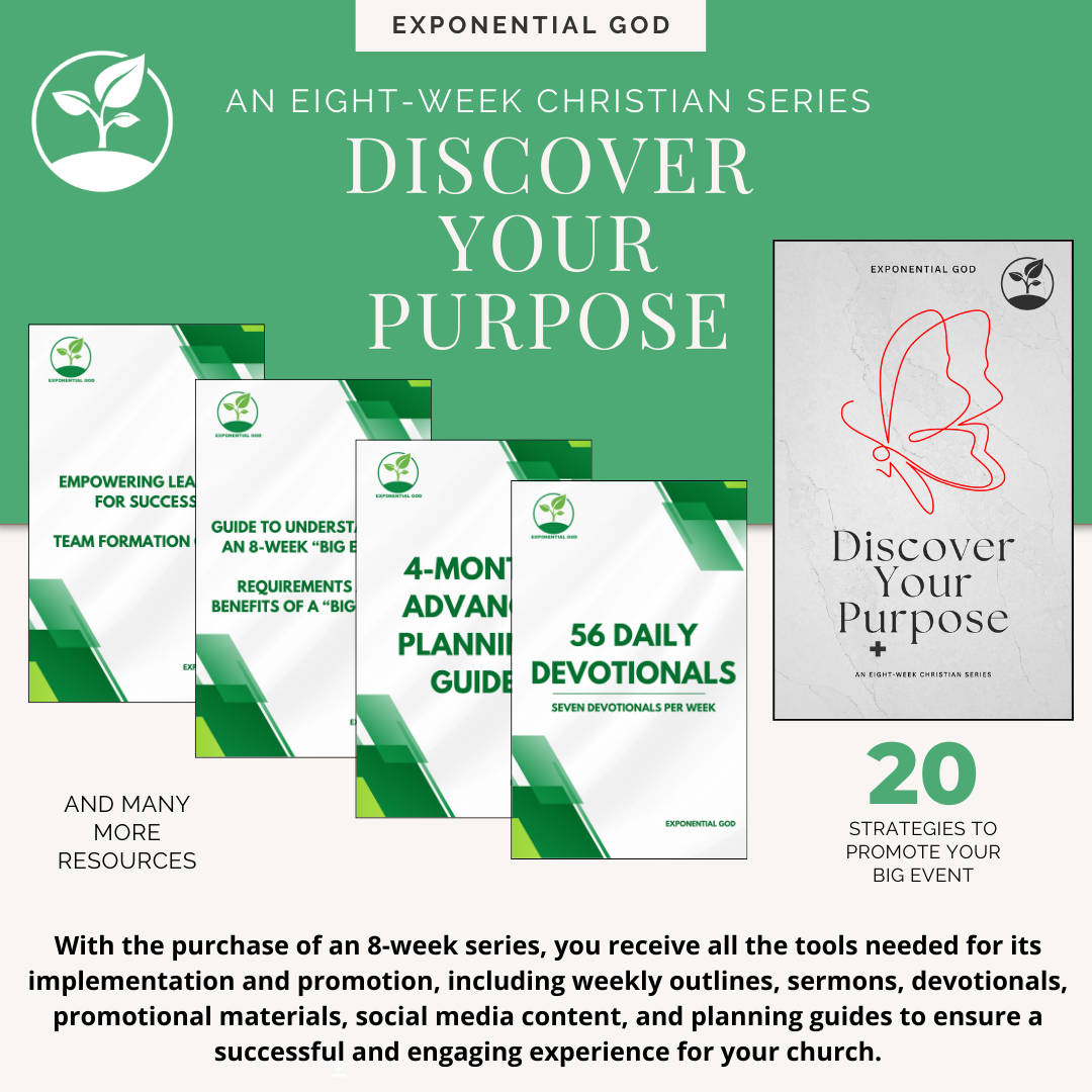 The Discover Your Purpose series offers an 8-week journey to understand and embrace God’s purpose. With lessons on resilience, passion, and service, each week empowers believers to walk confidently in their God-given calling.