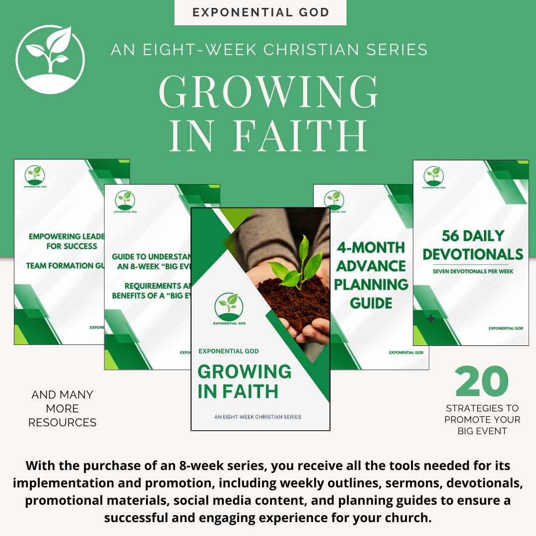 Growing in Faith is an 8-week series that explores the foundation of faith. Each week reveals ways to trust God more deeply, overcome challenges, and grow spiritually, creating a life filled with peace, purpose, and a steadfast relationship with God.