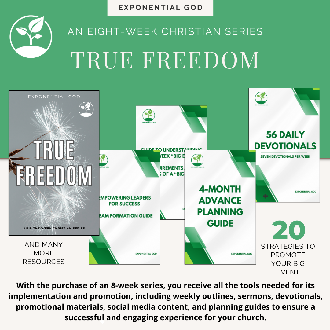 True Freedom is an 8-week journey guiding believers to liberation from addiction. Each week addresses essential steps like repentance, faith, and community support, helping believers experience the power of God’s love and find freedom in their everyday lives.